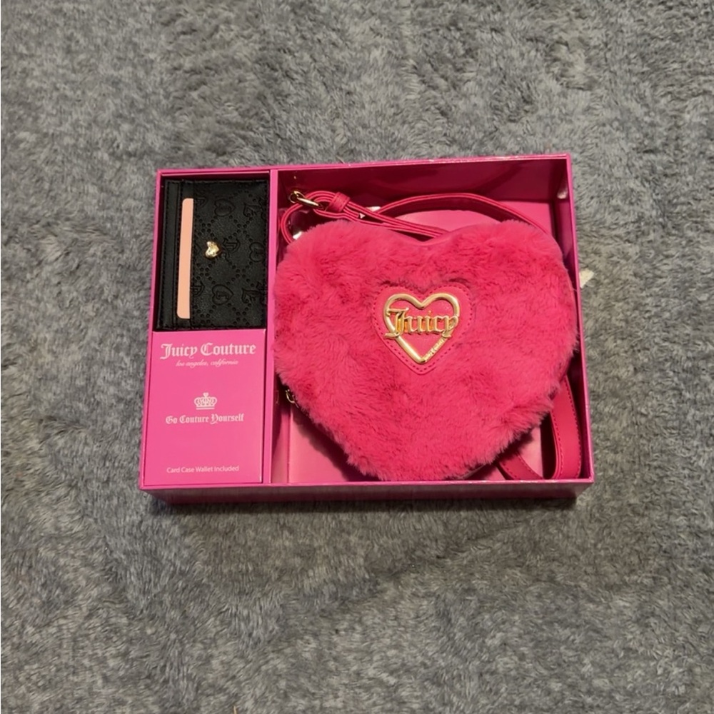 Juicy Couture Pink Fuzzy Heart Crossbody